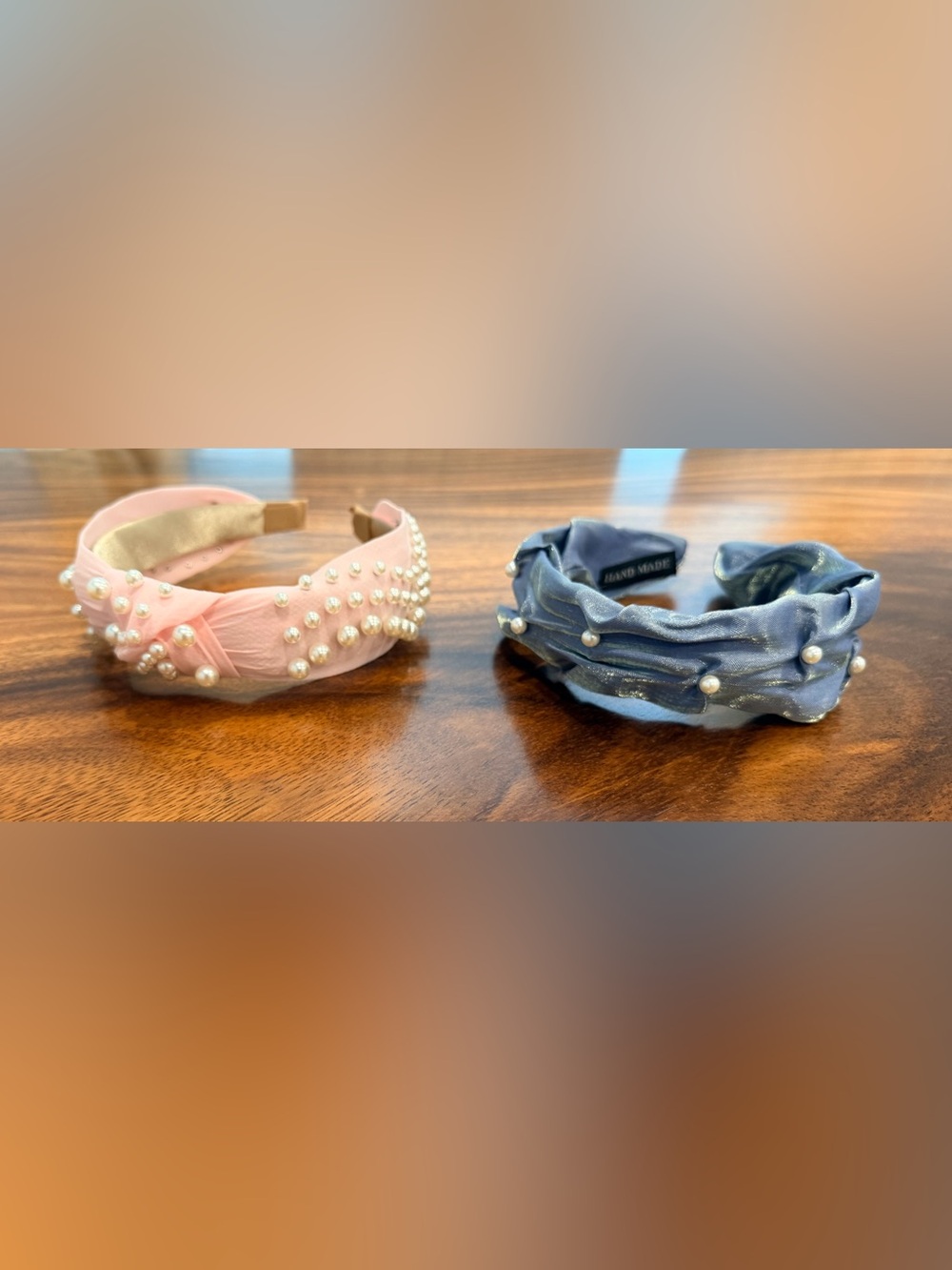 Pearl Embellished Knotted Headband Set Pink & Navy Boutique Hair Accessories - Picture 5 of 10